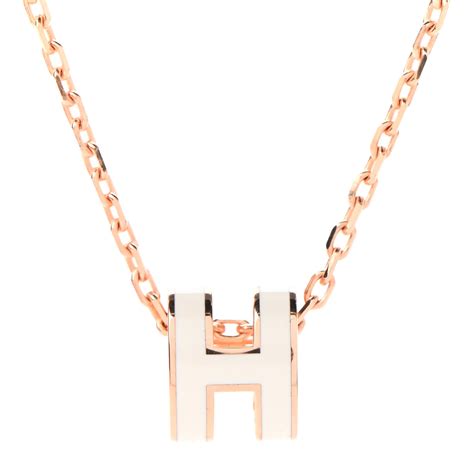 hermes rose gold h necklace|Hermes necklace price.